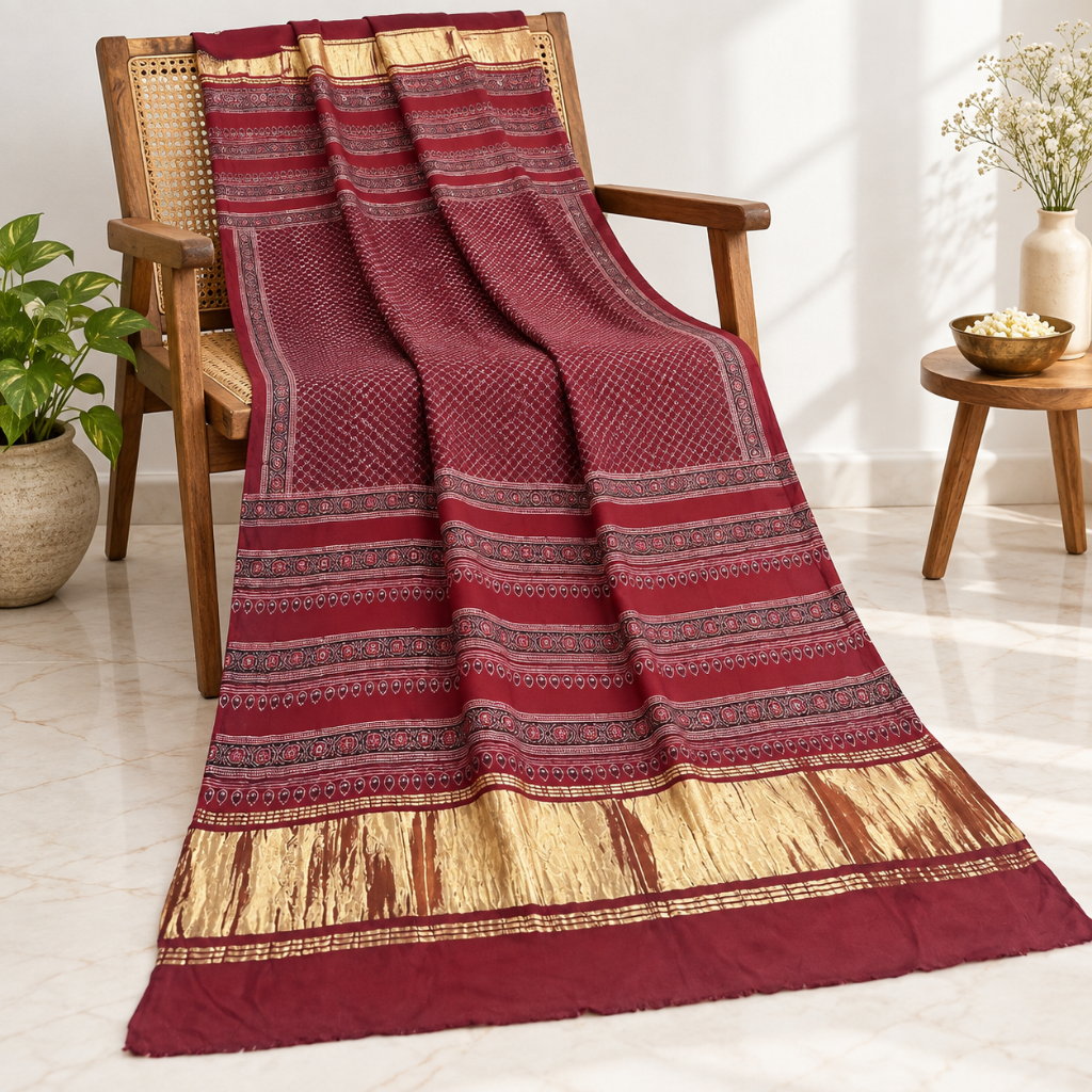 Distinctive Ajrakh Printed Dupatta for Women