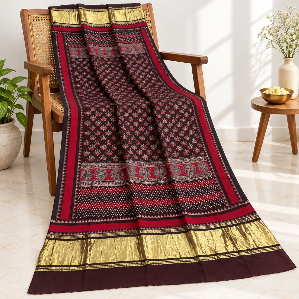 Distinctive Ajrakh Printed Dupatta for Women