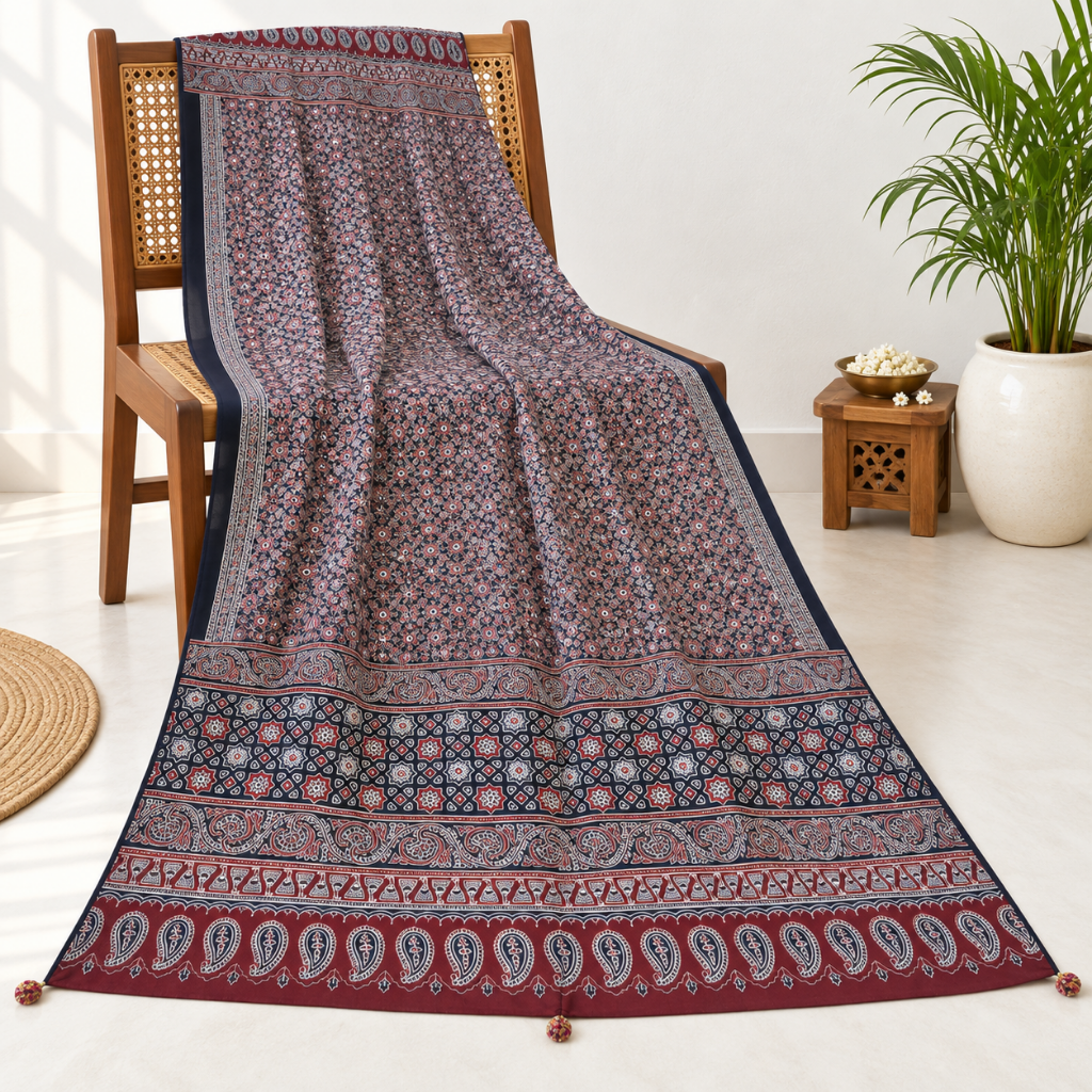 Classic Printed Ajrakh Dupatta for Women
