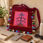 Artistic Thread-Worked Embroidered Bag for Women