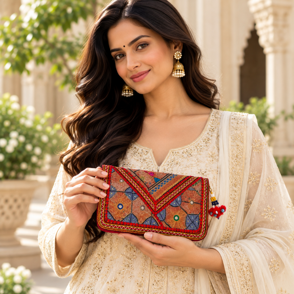 Embellished Zari Purse for Caual, Party