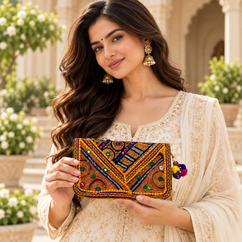 Embellished Zari Purse for Caual, Party