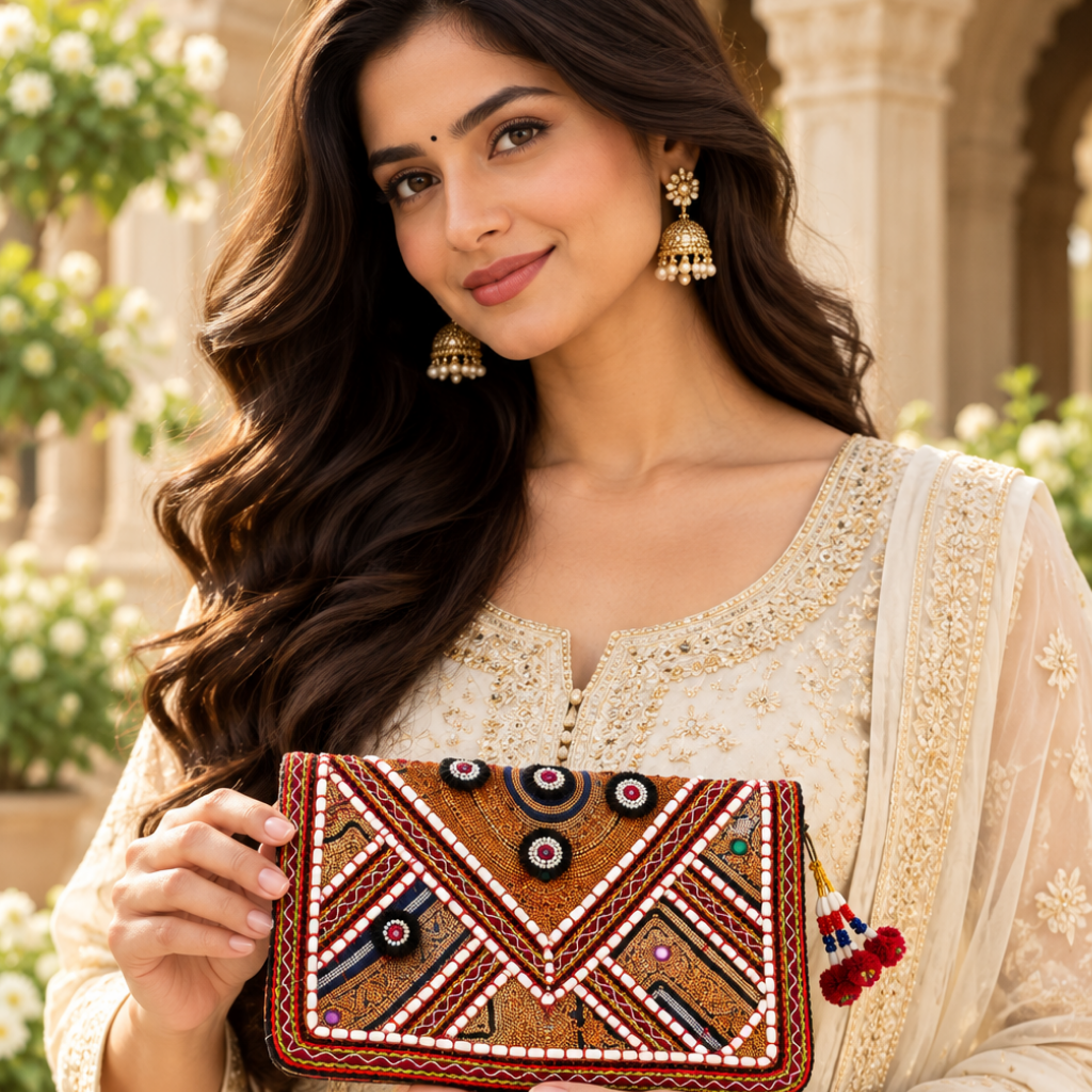 Embellished Zari Purse for Caual, Party