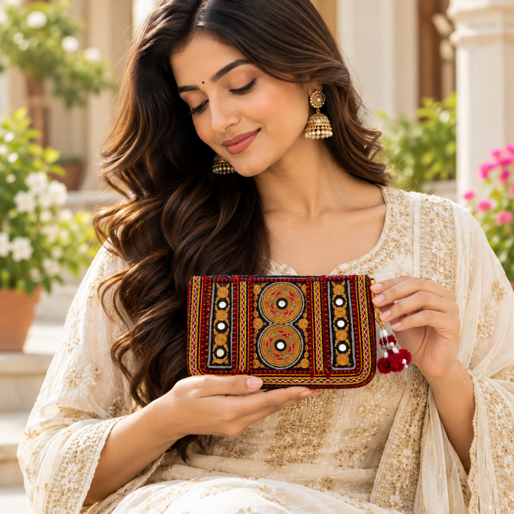 Ornate Zari Work Purse for Women