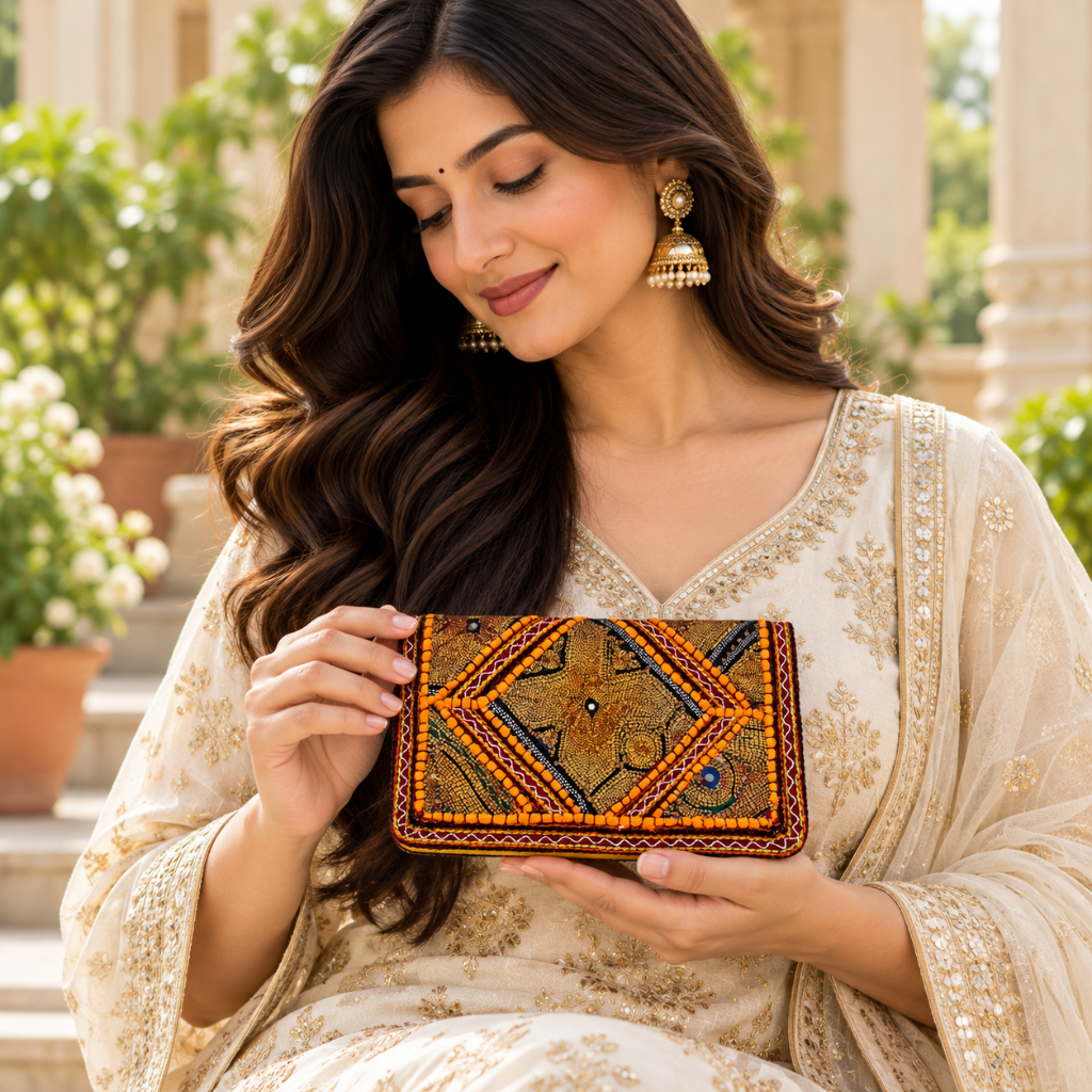 Ornate Zari Work Purse for Women