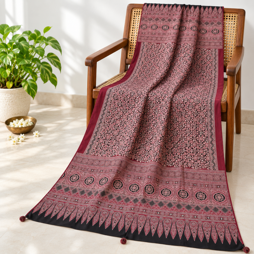 Classic Printed Ajrakh Dupatta for Women