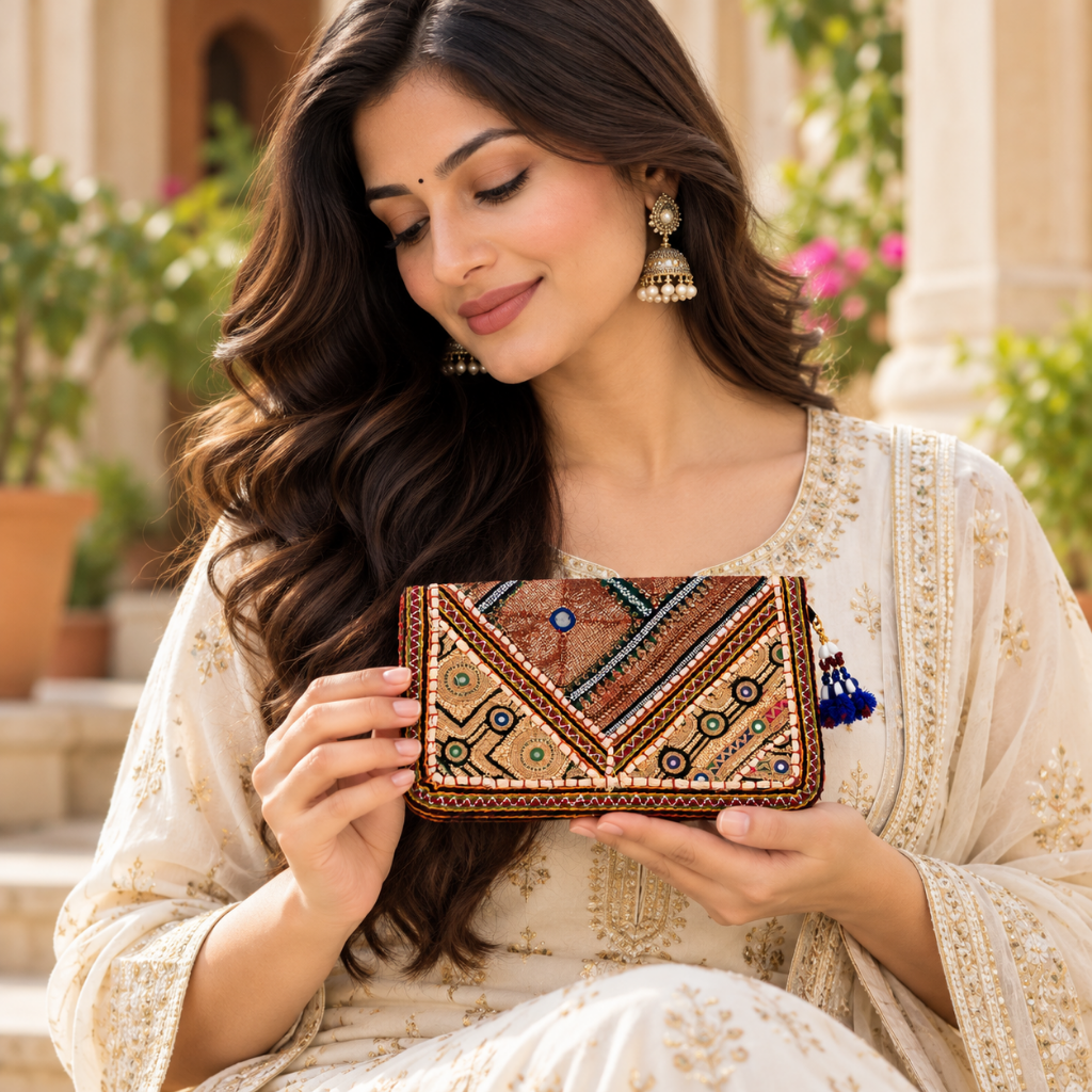 Ornate Zari Work Purse for Women