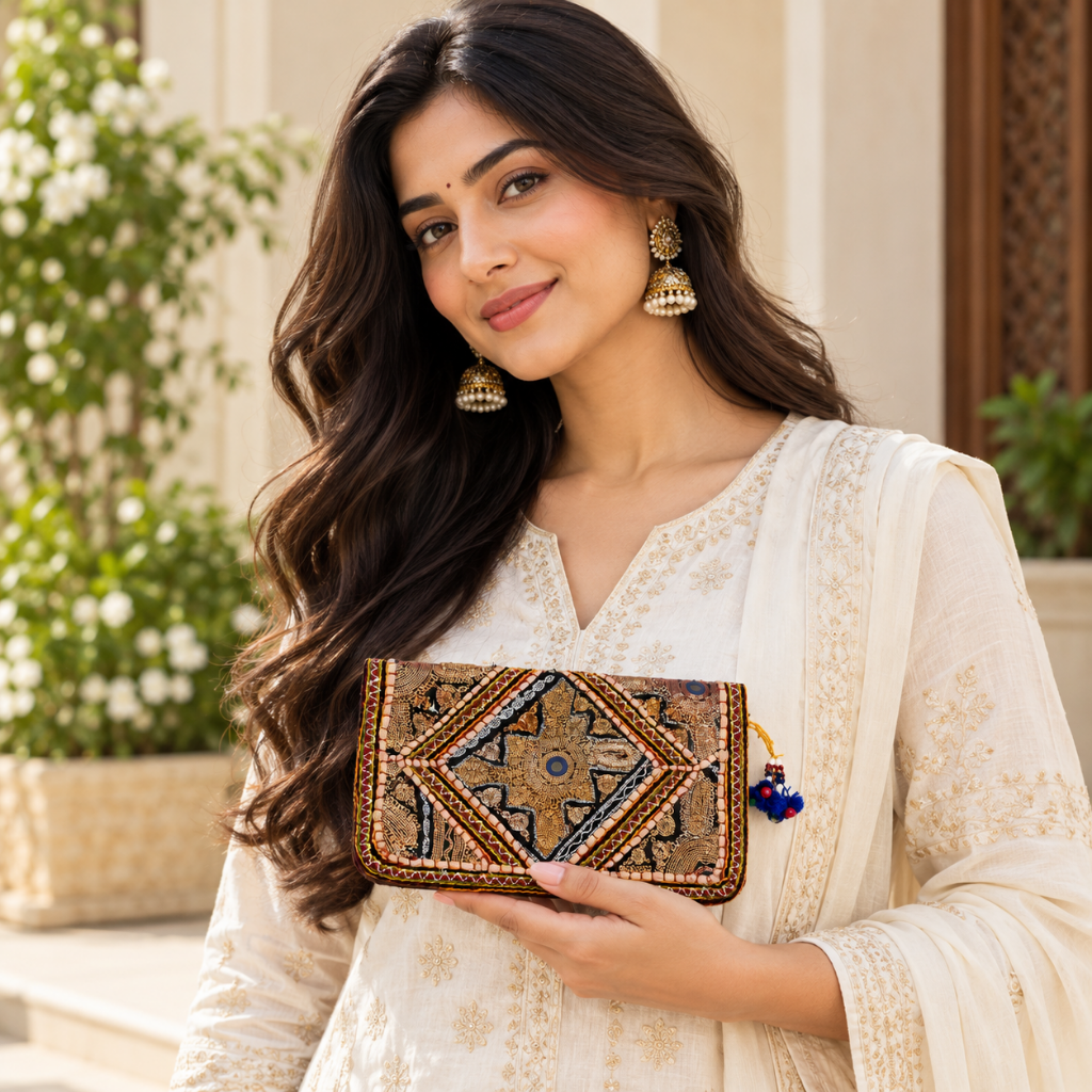 Embellished Zari Purse for Caual, Party