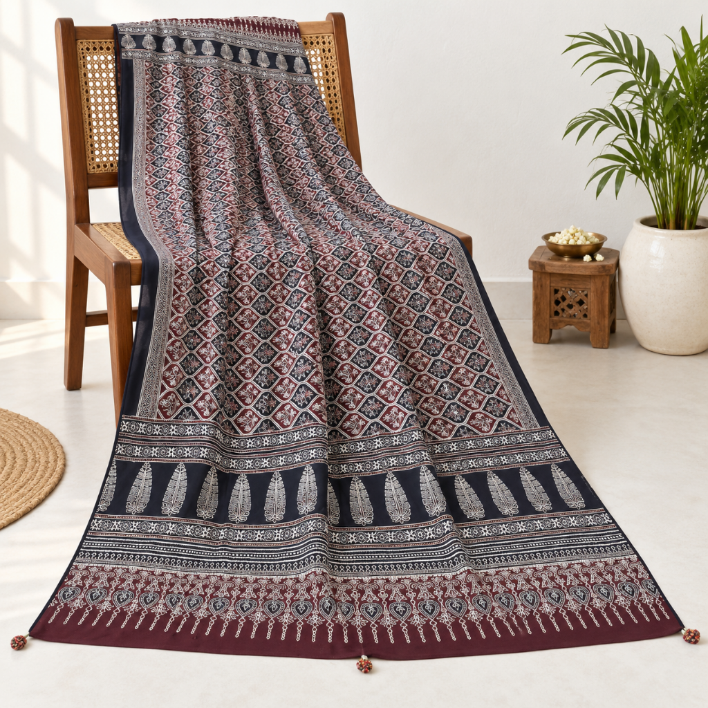 Classic Printed Ajrakh Dupatta for Women