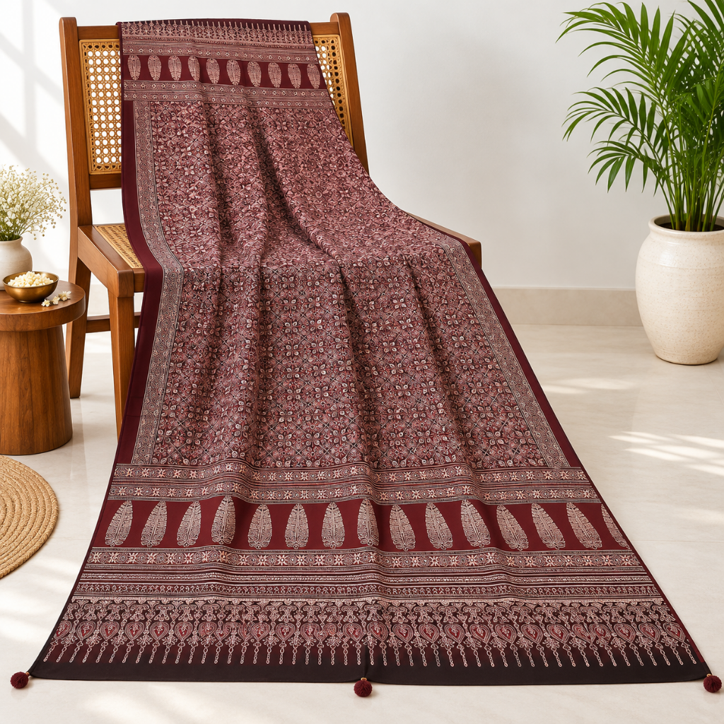 Classic Printed Ajrakh Dupatta for Women