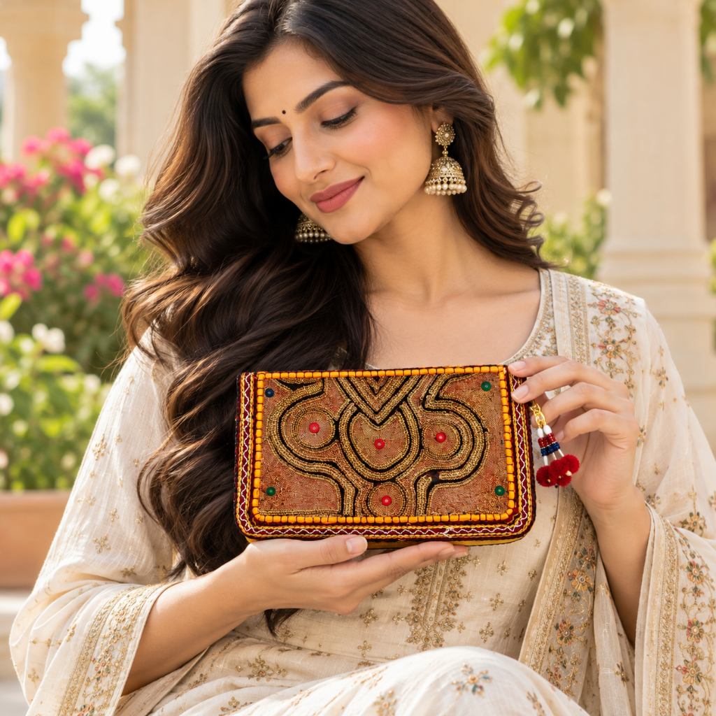 Ornate Zari Work Purse for Women