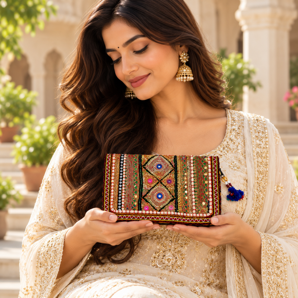 Ornate Zari Work Purse for Women
