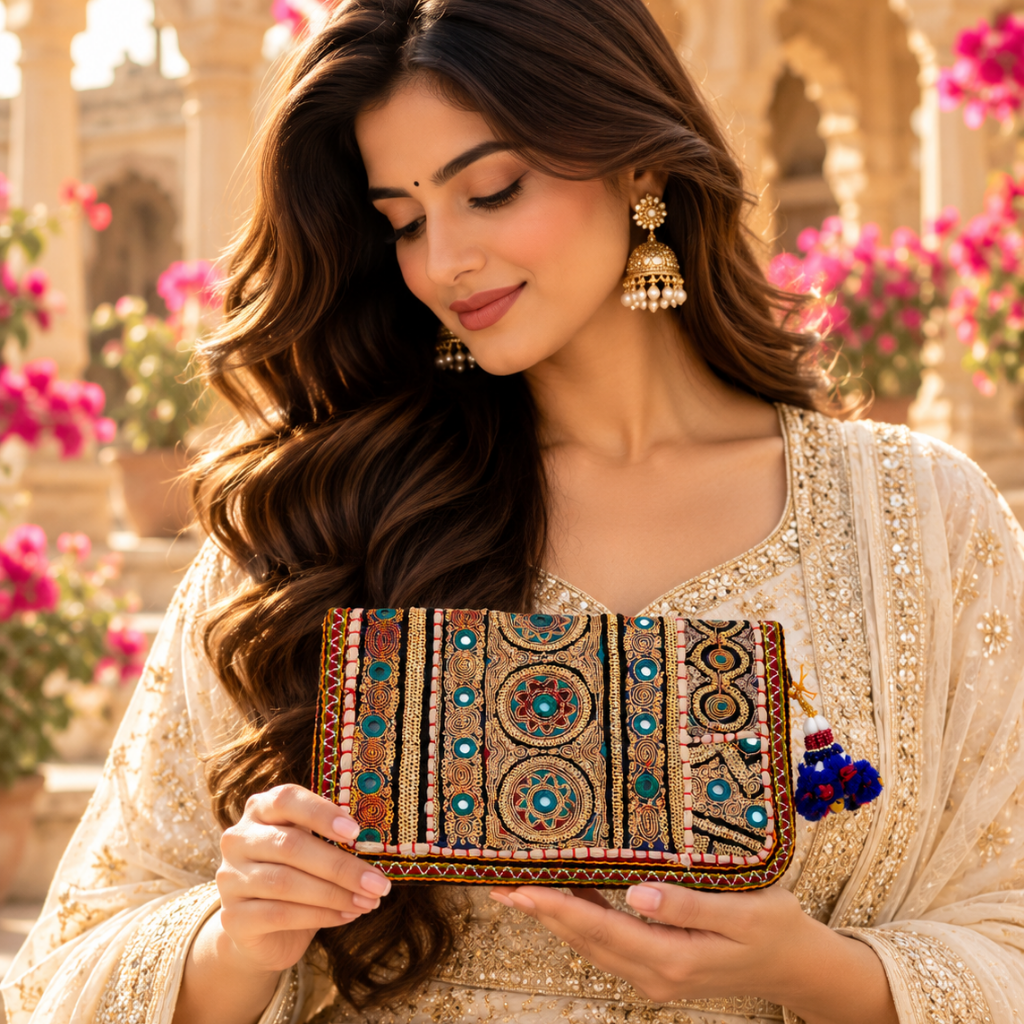 Ethnic Zari Purse for Women