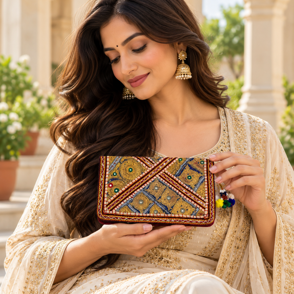 Ornate Zari Work Purse for Women