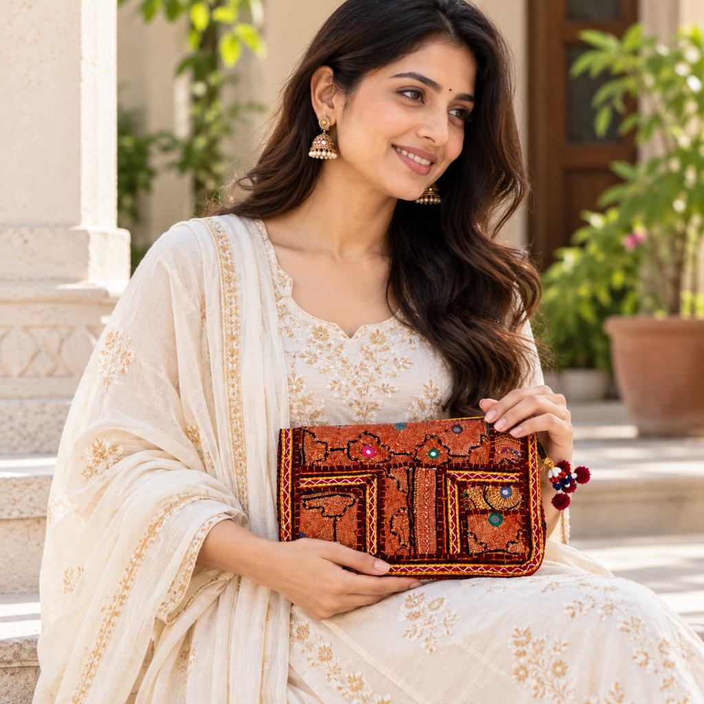 Ethnic Zari Purse for Women