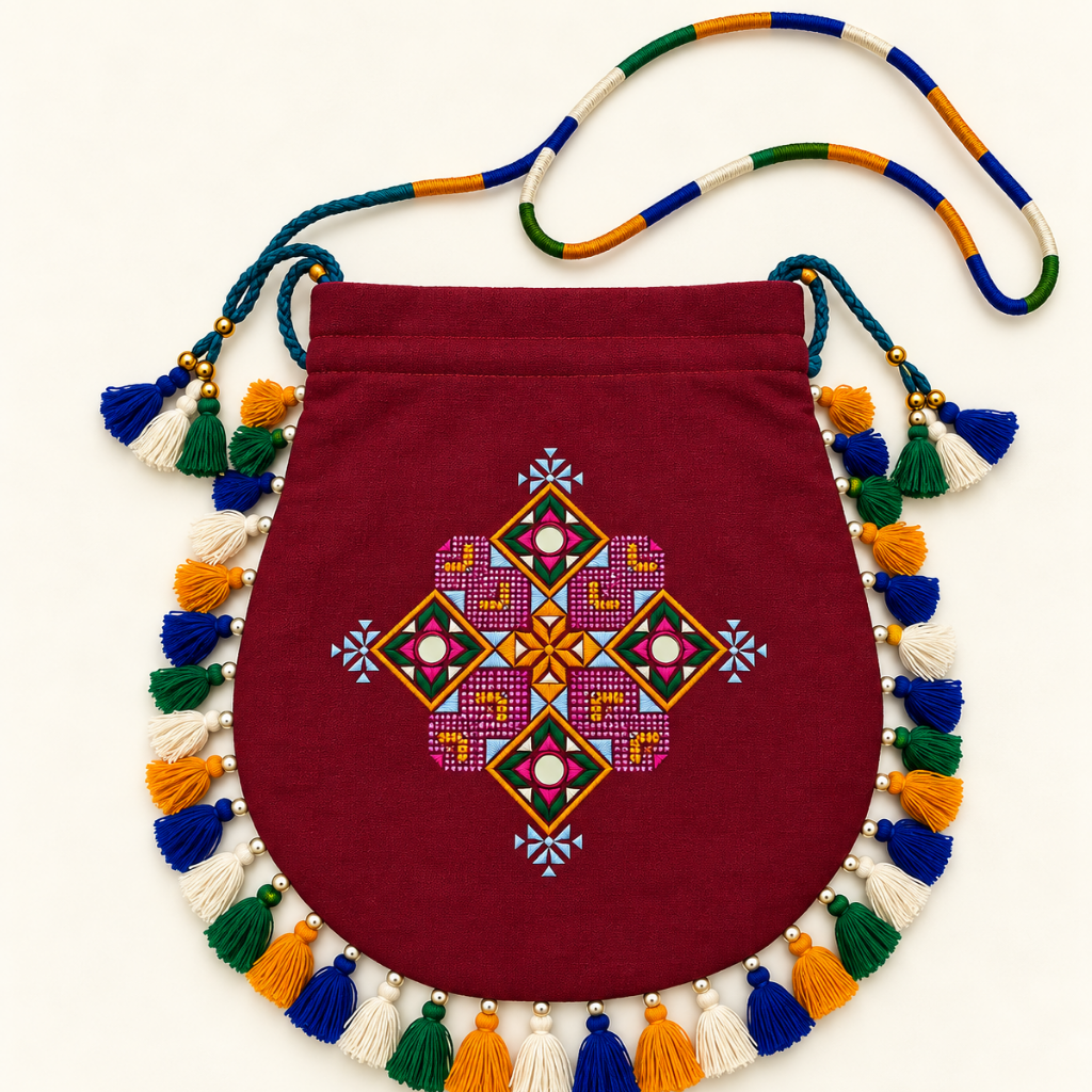 Detailed Embroidered Potli Bag for Women