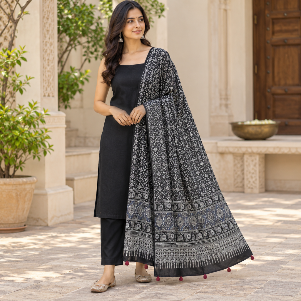 Classic Printed Ajrakh Dupatta for Women