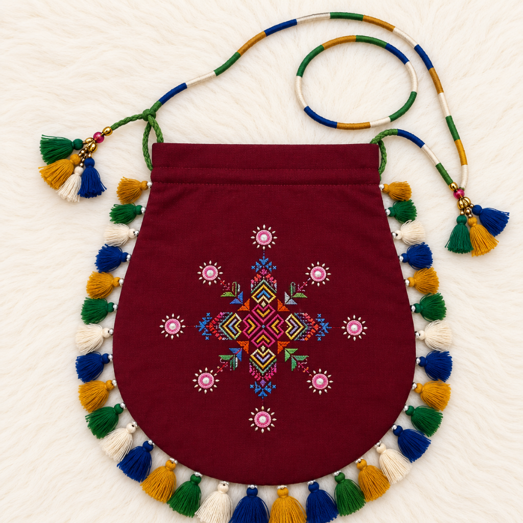 Detailed Embroidered Potli Bag for Women