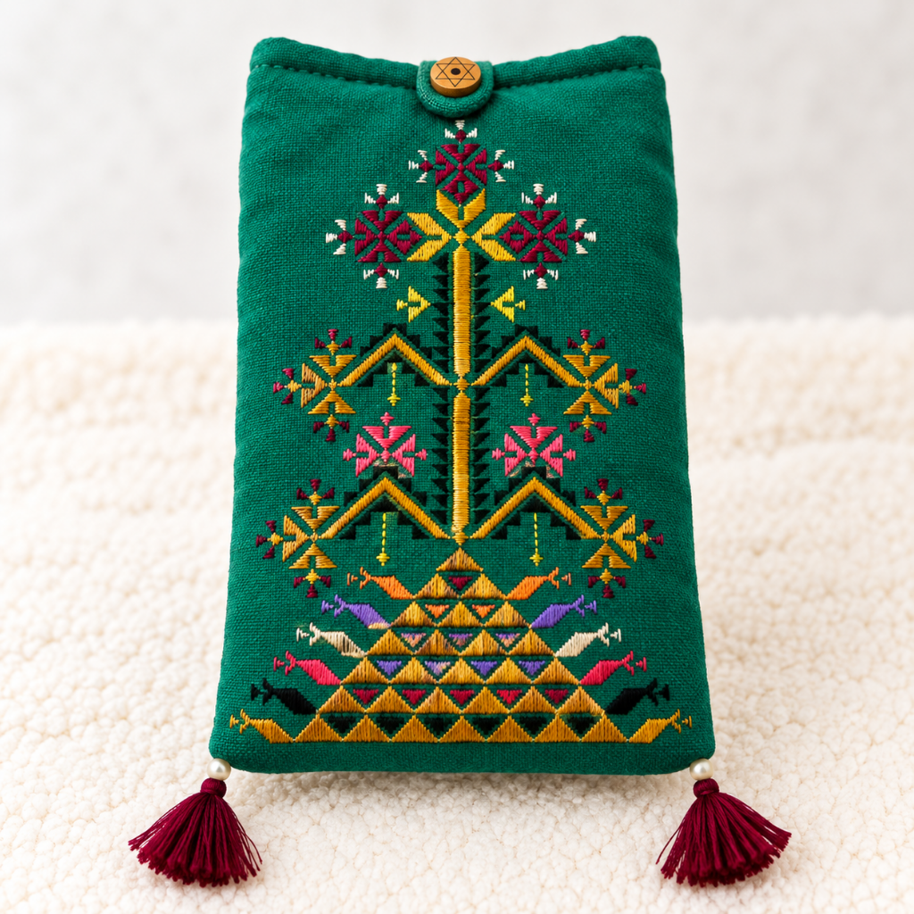 Thread-Worked Small Embroidered Mobile Cover Bag