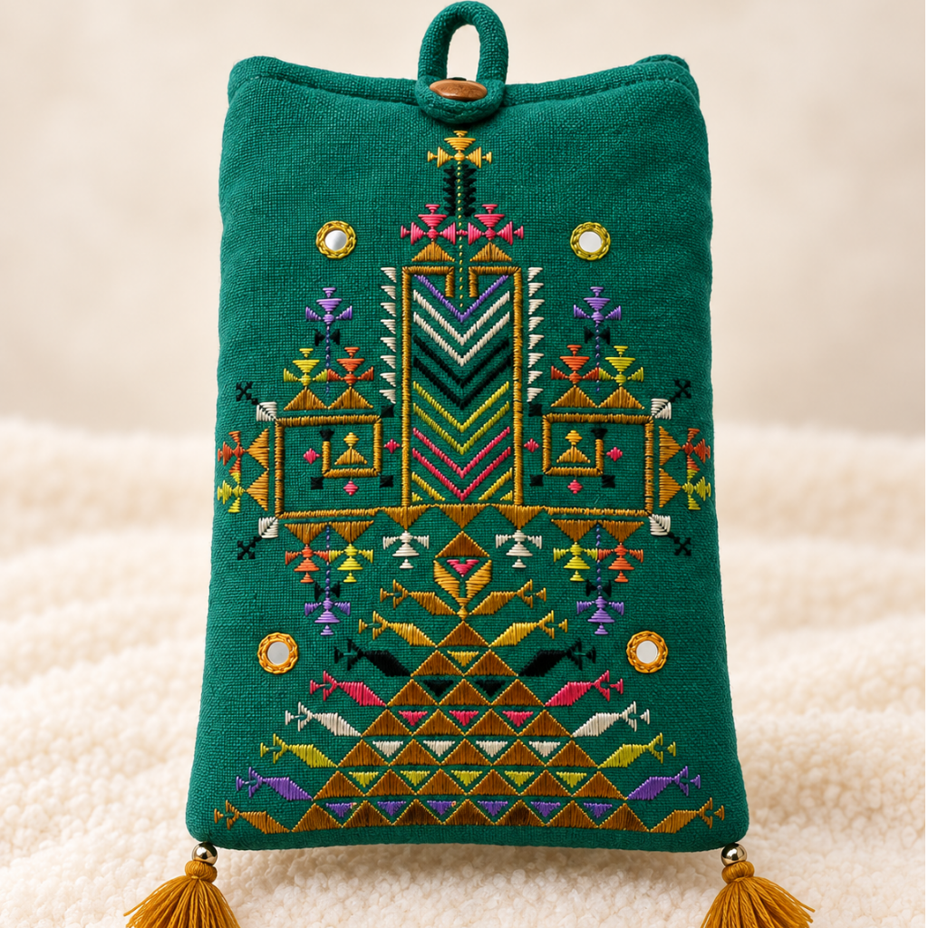 Thread-Worked Small Embroidered Mobile Cover Bag