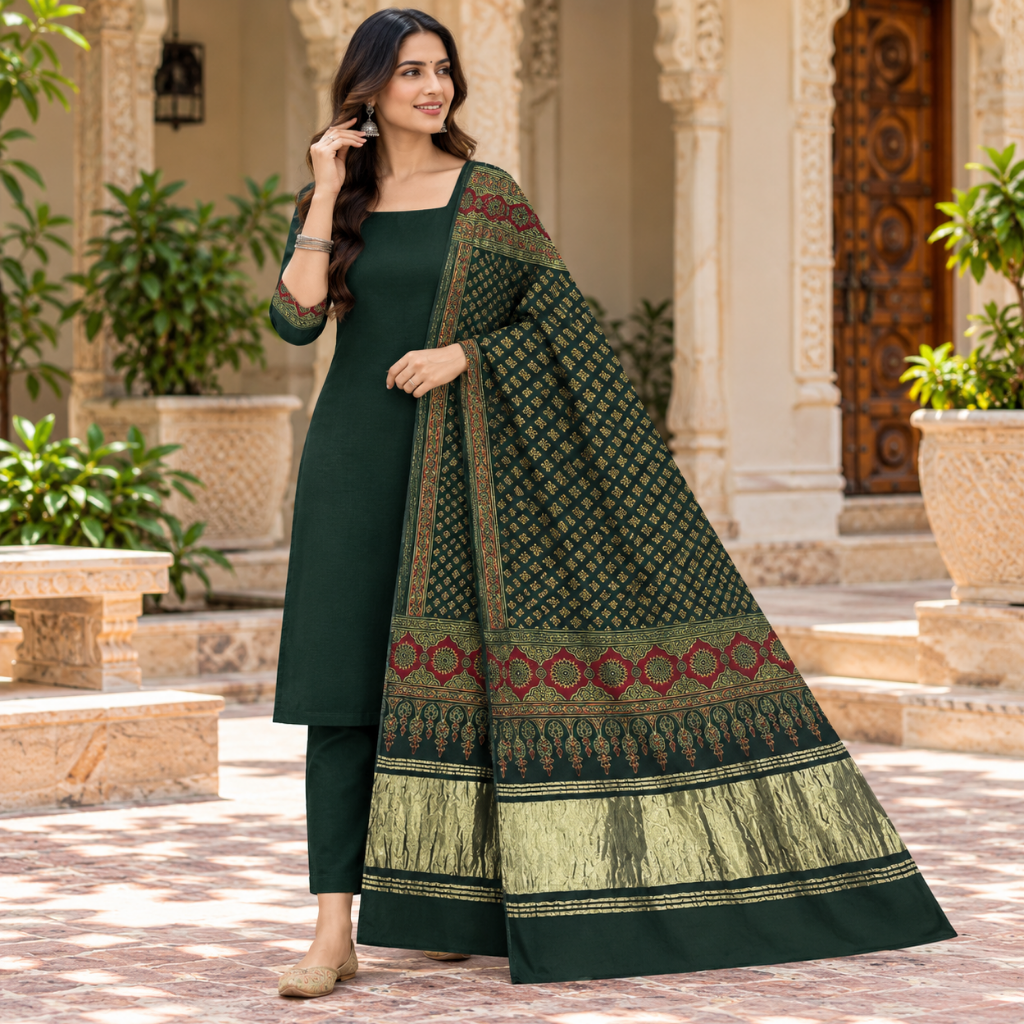 Distinctive Ajrakh Printed Dupatta for Women