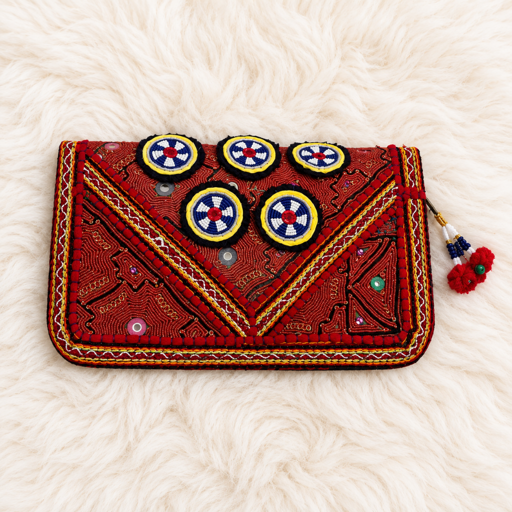 Festive Zari Embellished Purse for Women