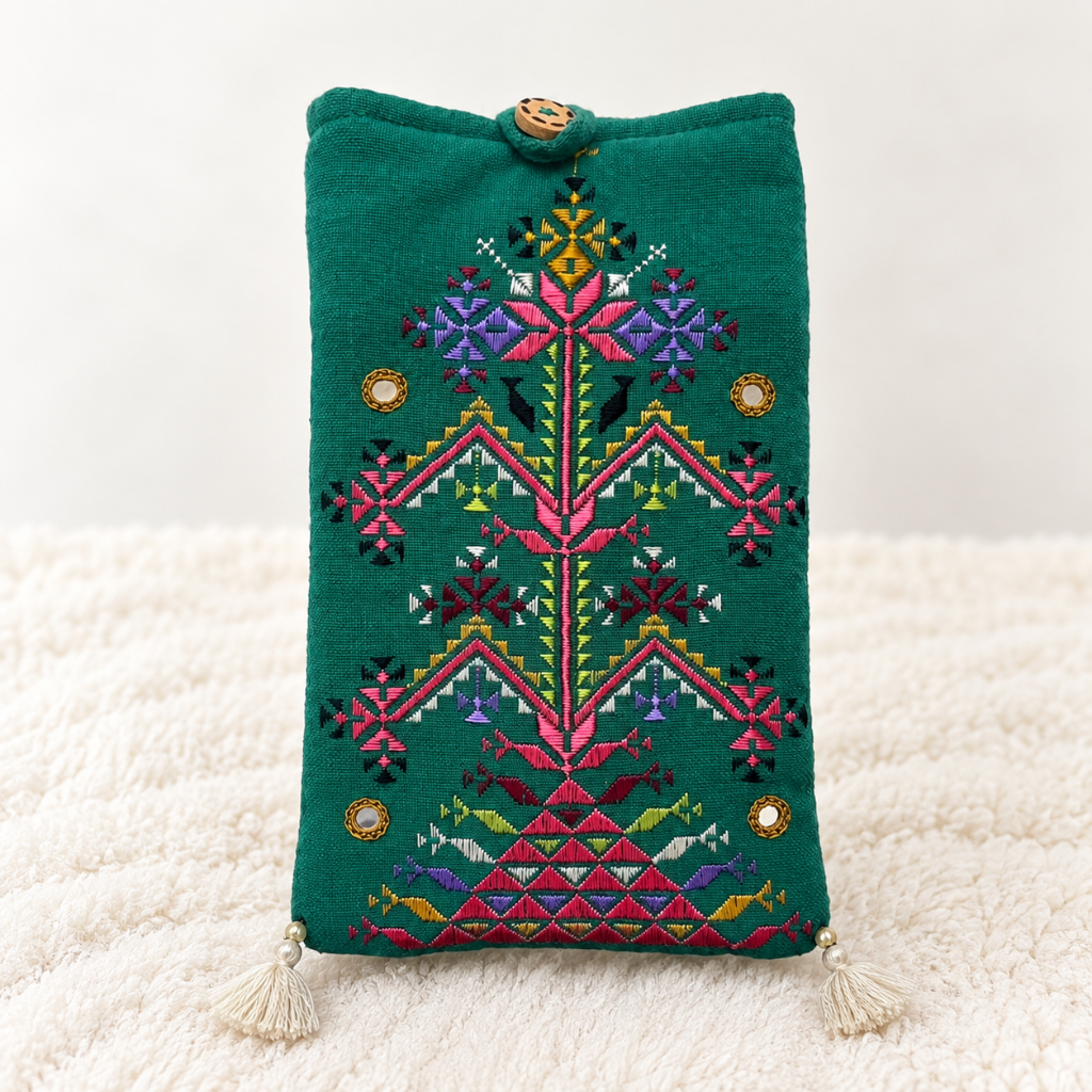 Thread-Worked Small Embroidered Mobile Cover Bag