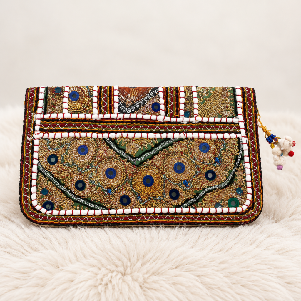 Festive Zari Embellished Purse for Women