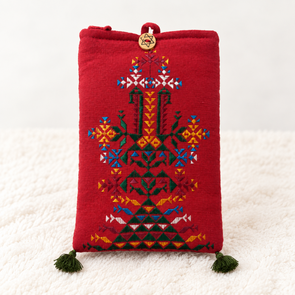 Thread-Worked Small Embroidered Mobile Cover Bag