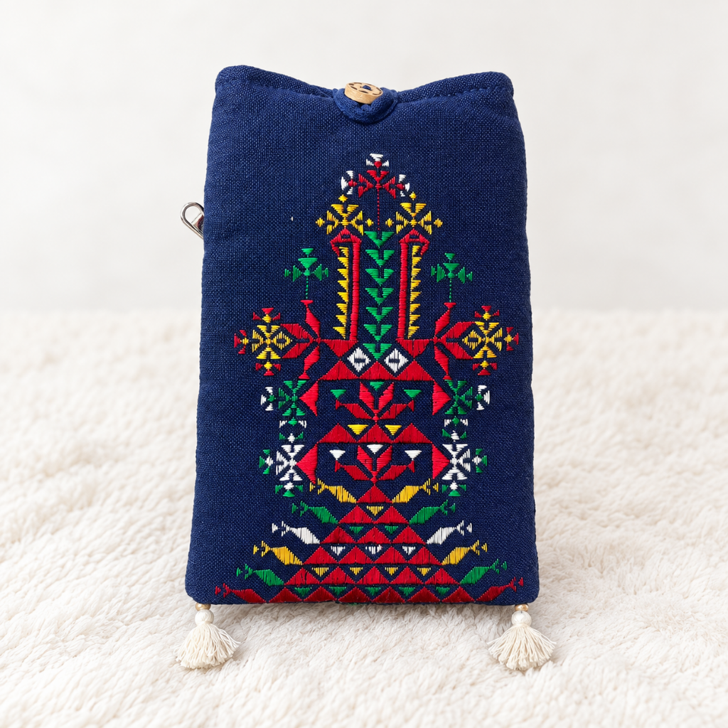 Thread-Worked Small Embroidered Mobile Cover Bag