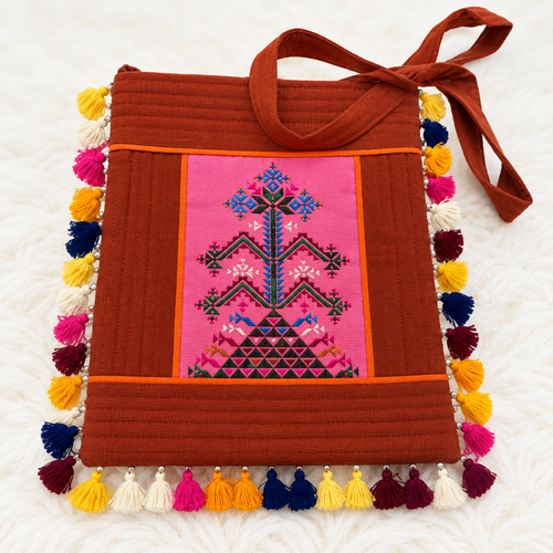 Artistic Thread-Worked Embroidered Bag for Women