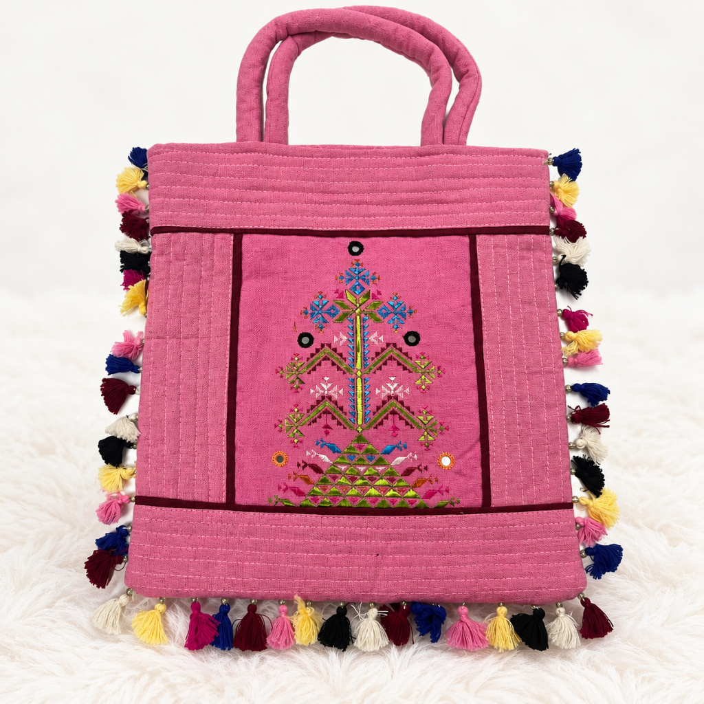 Artistic Thread-Worked Embroidered Bag for Women