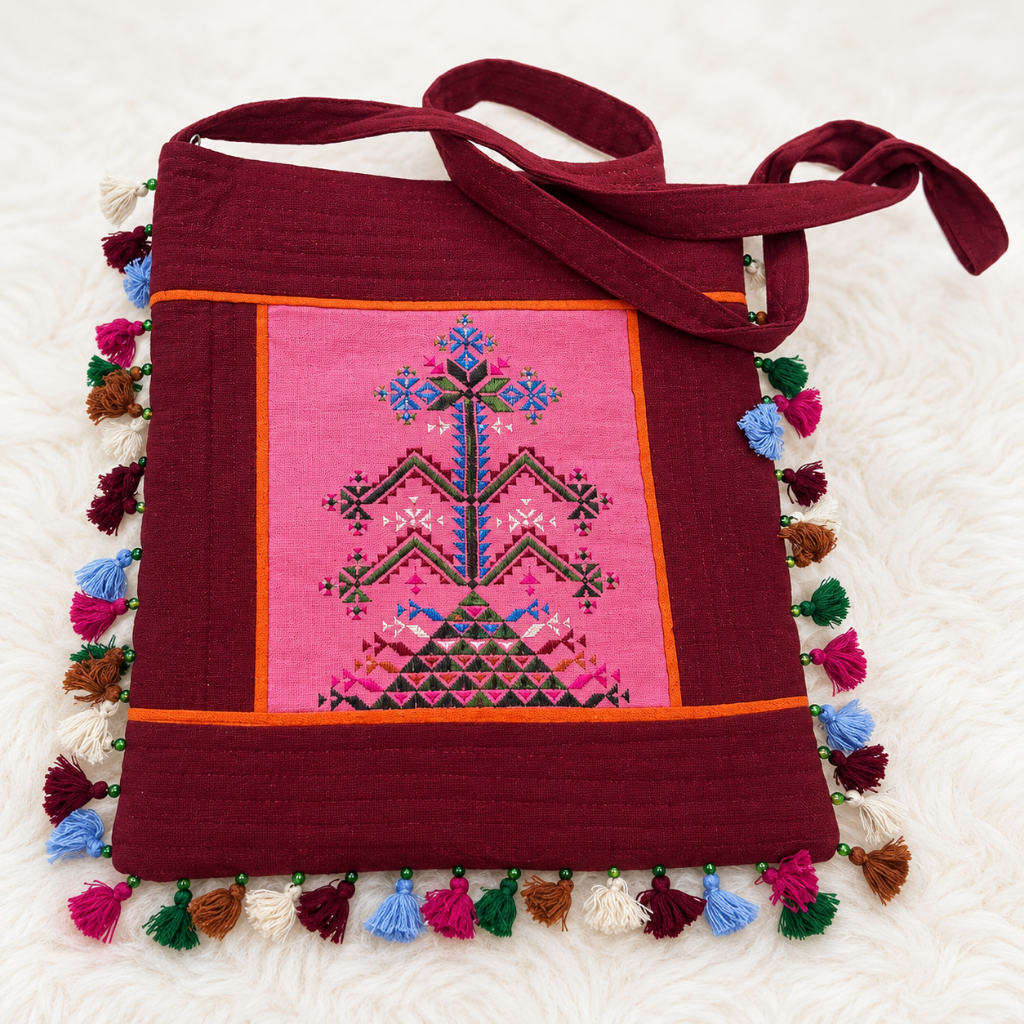 Artistic Thread-Worked Embroidered Bag for Women