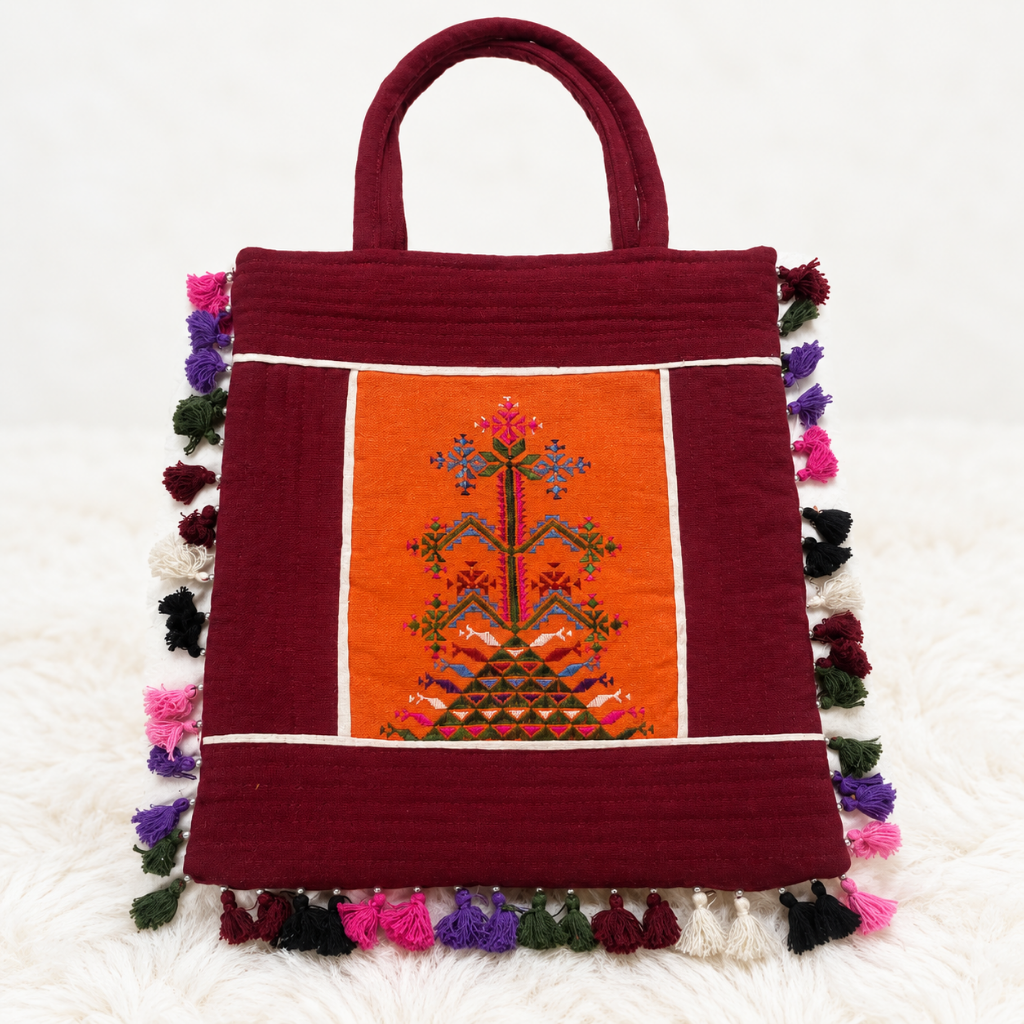 Artistic Thread-Worked Embroidered Bag for Women
