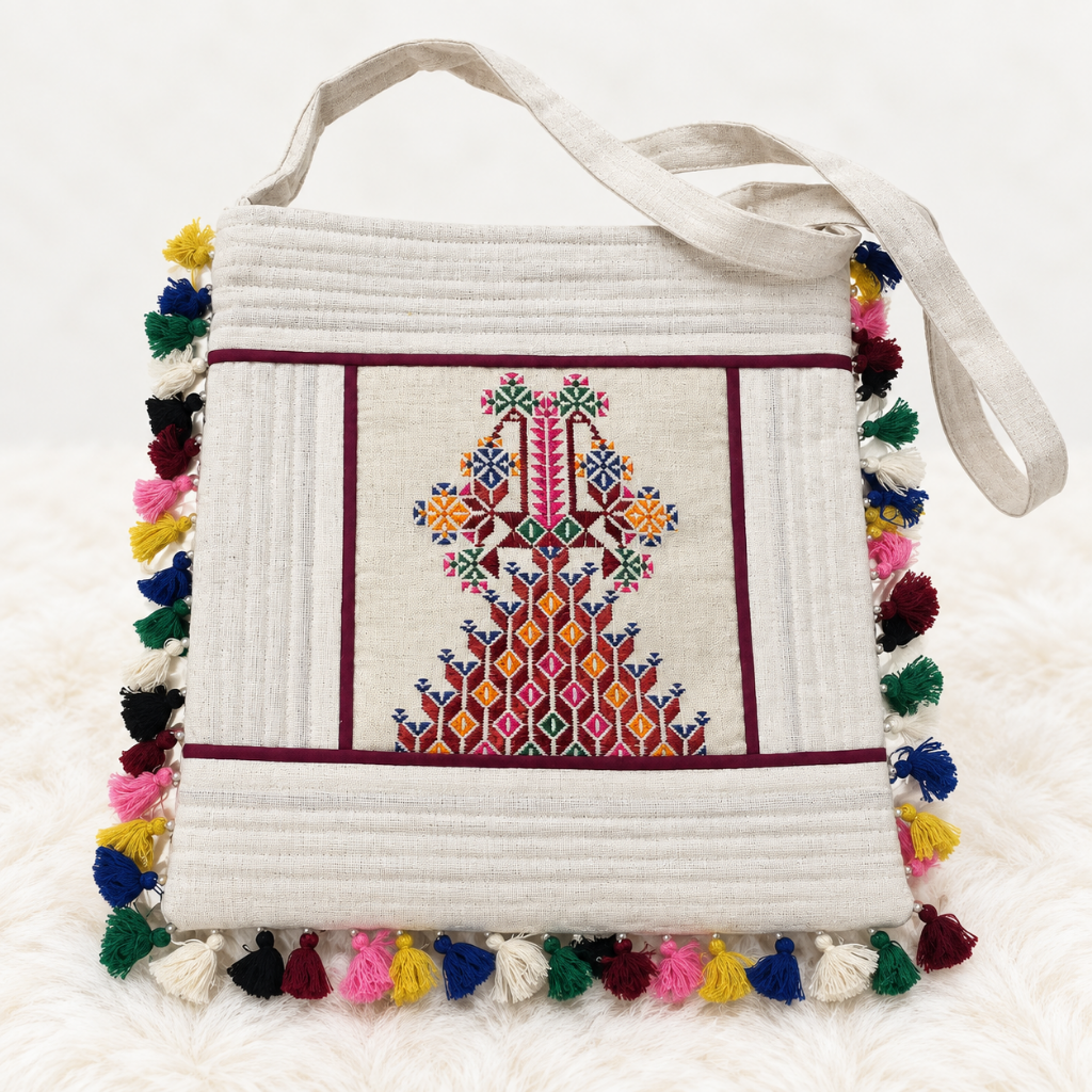 Artistic Thread-Worked Embroidered Bag for Women