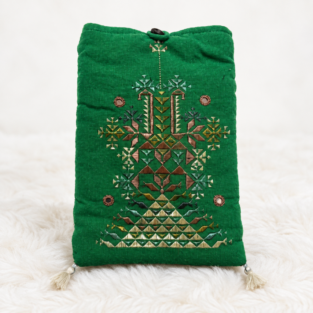 Thread-Worked Small Embroidered Mobile Cover Bag
