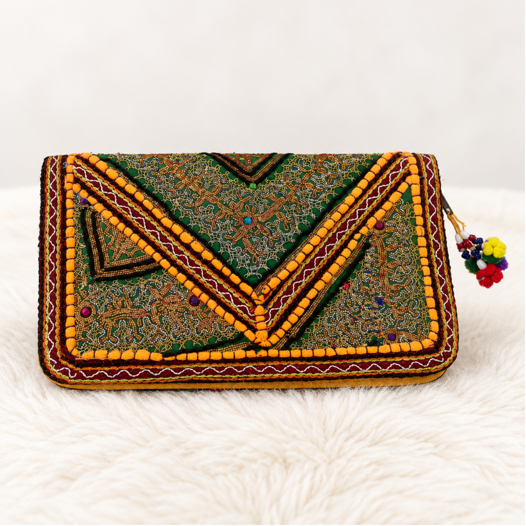 Festive Zari Embellished Purse for Women