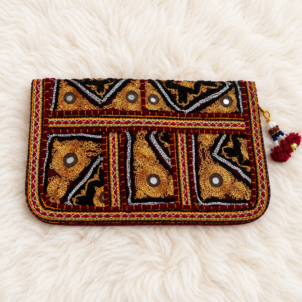 Festive Zari Embellished Purse for Women