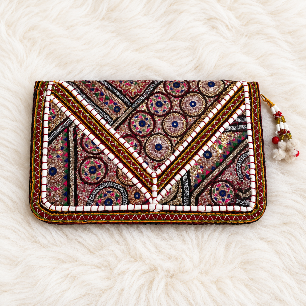 Festive Zari Embellished Purse for Women
