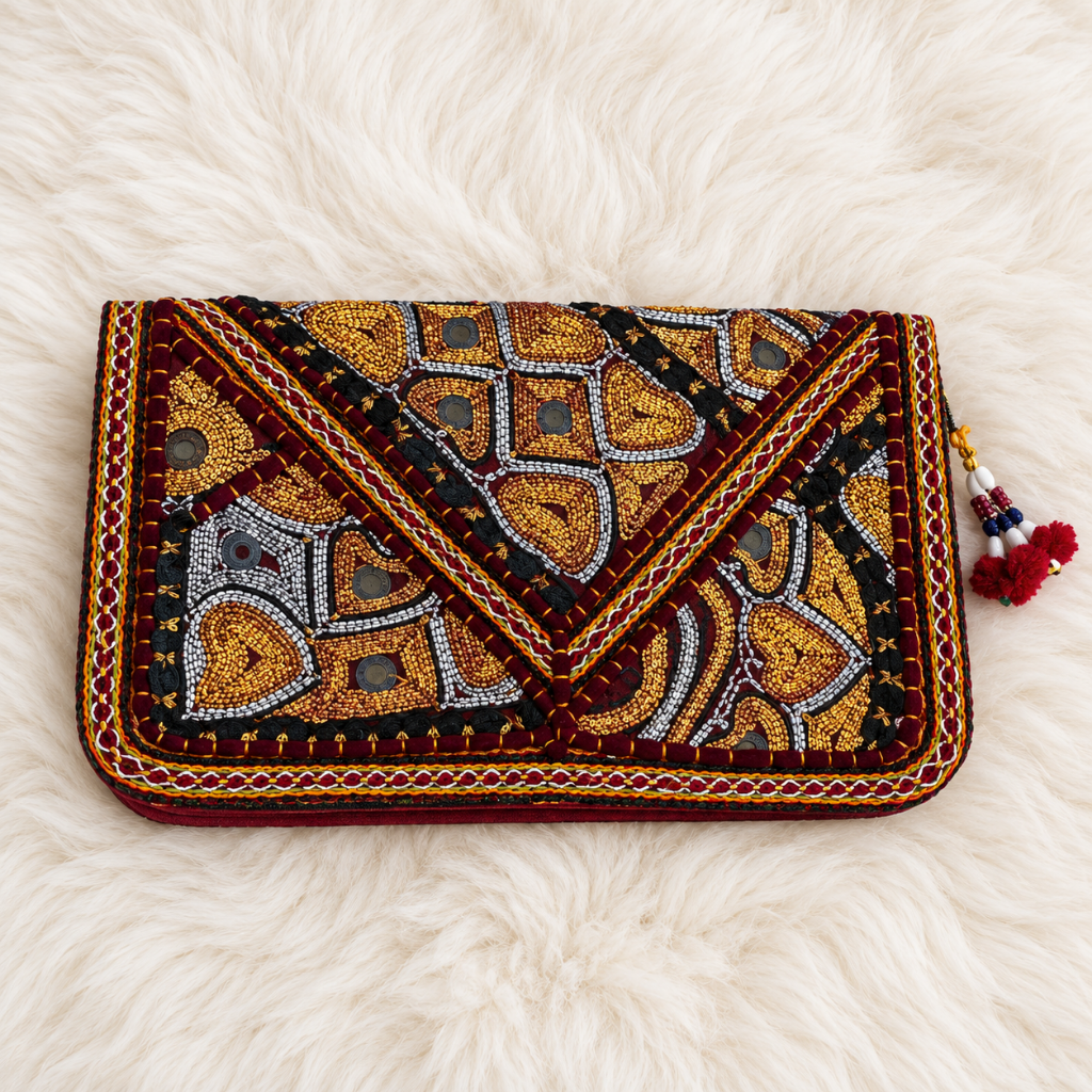 Festive Zari Embellished Purse for Women