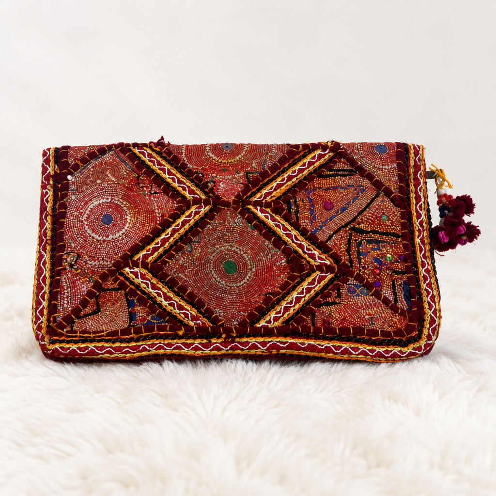 Festive Zari Embellished Purse for Women