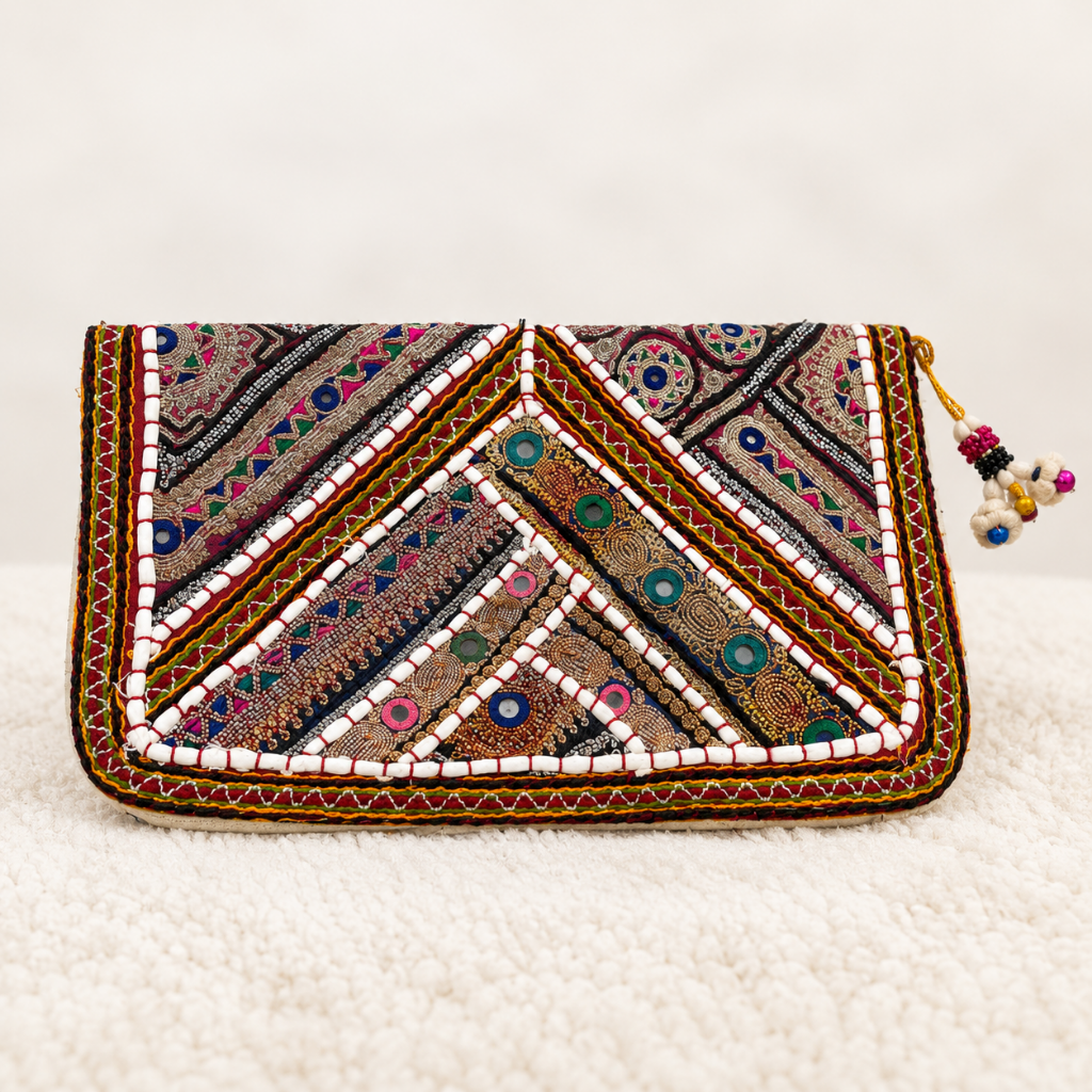 Festive Zari Embellished Purse for Women