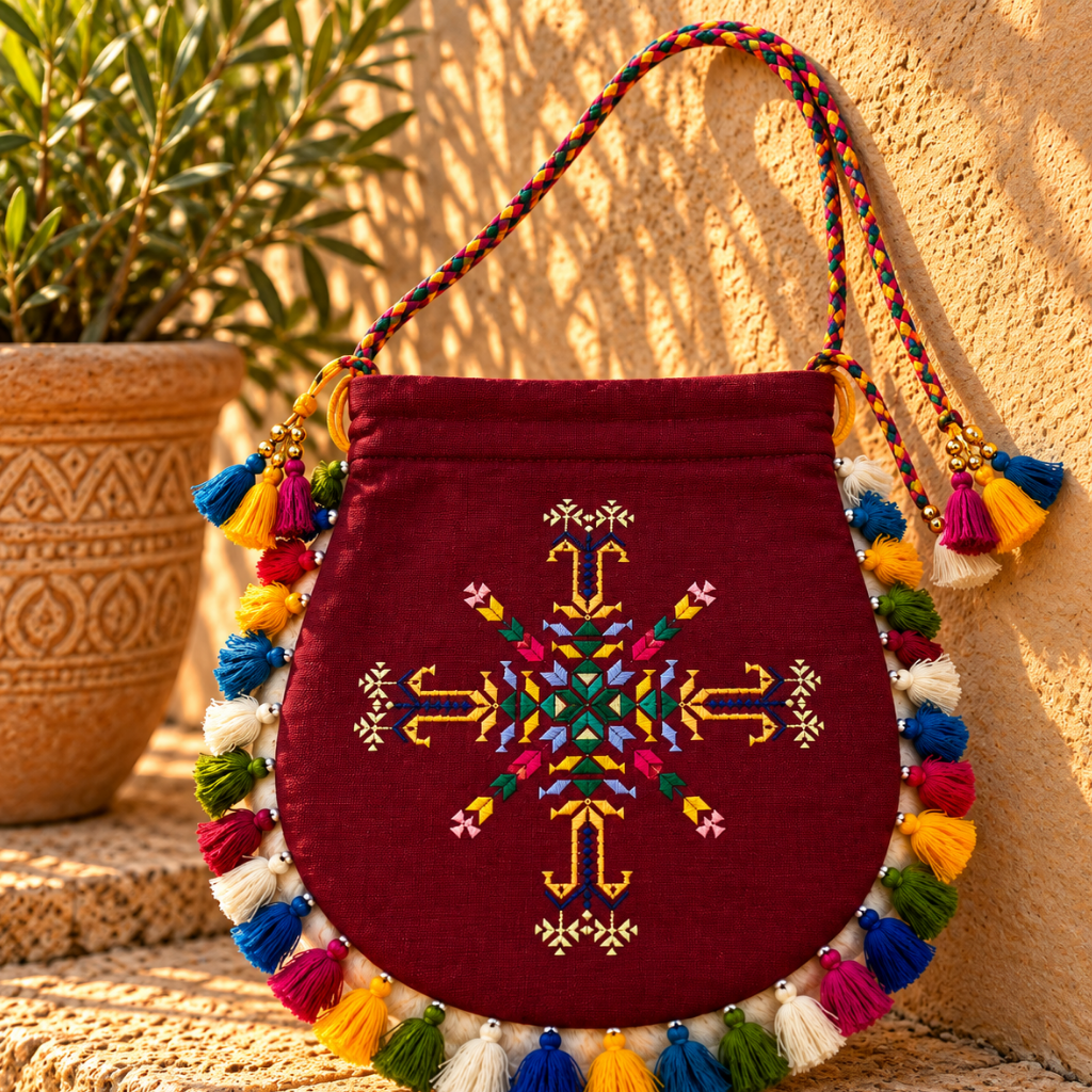 Detailed Embroidered Potli Bag for Women