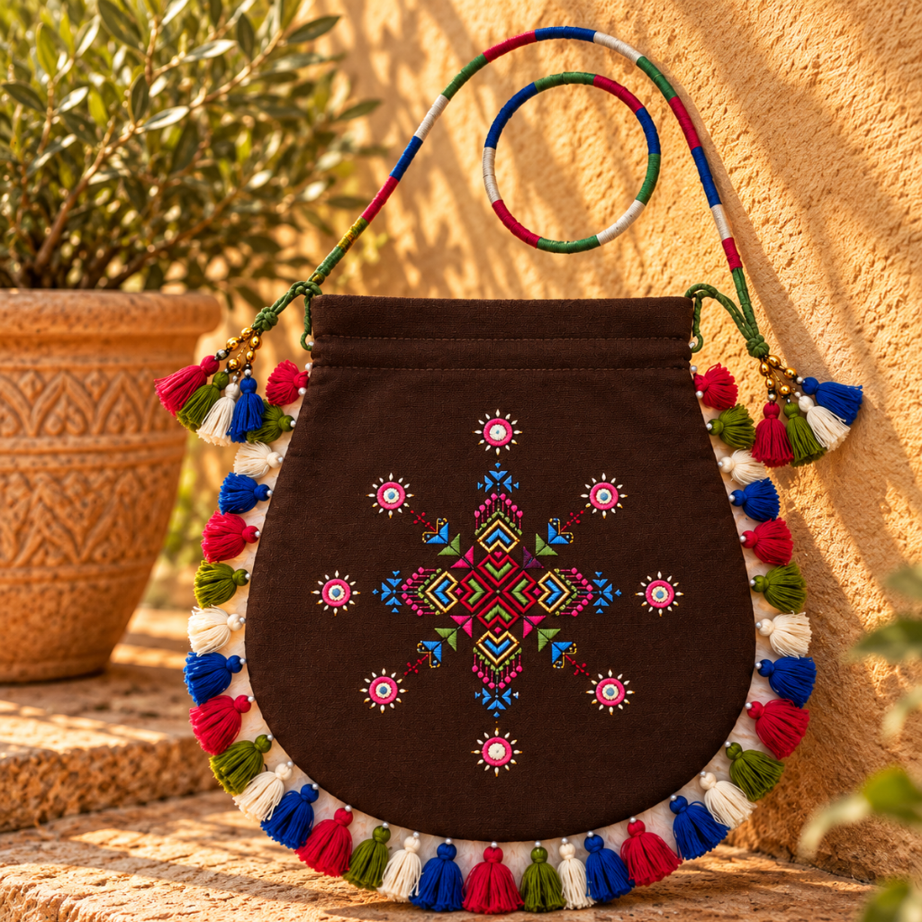 Detailed Embroidered Potli Bag for Women