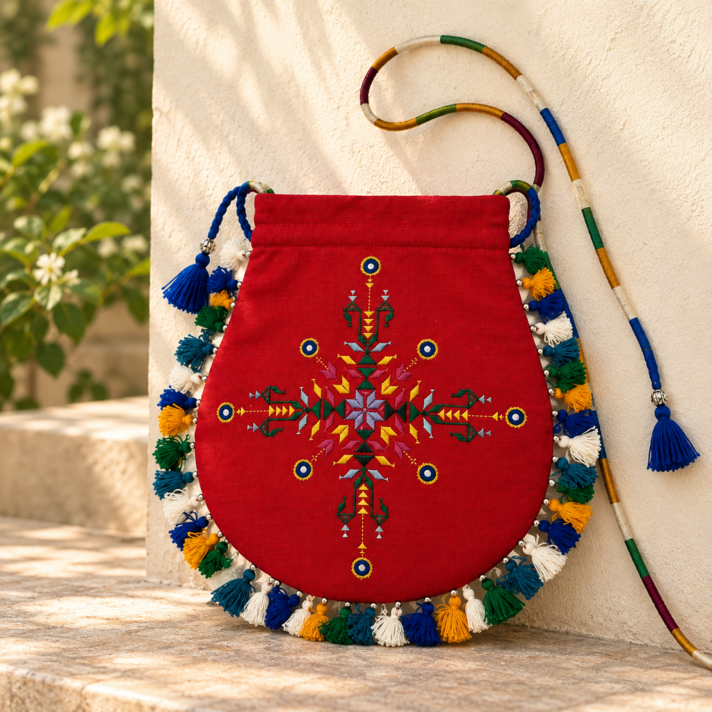 Detailed Embroidered Potli Bag for Women