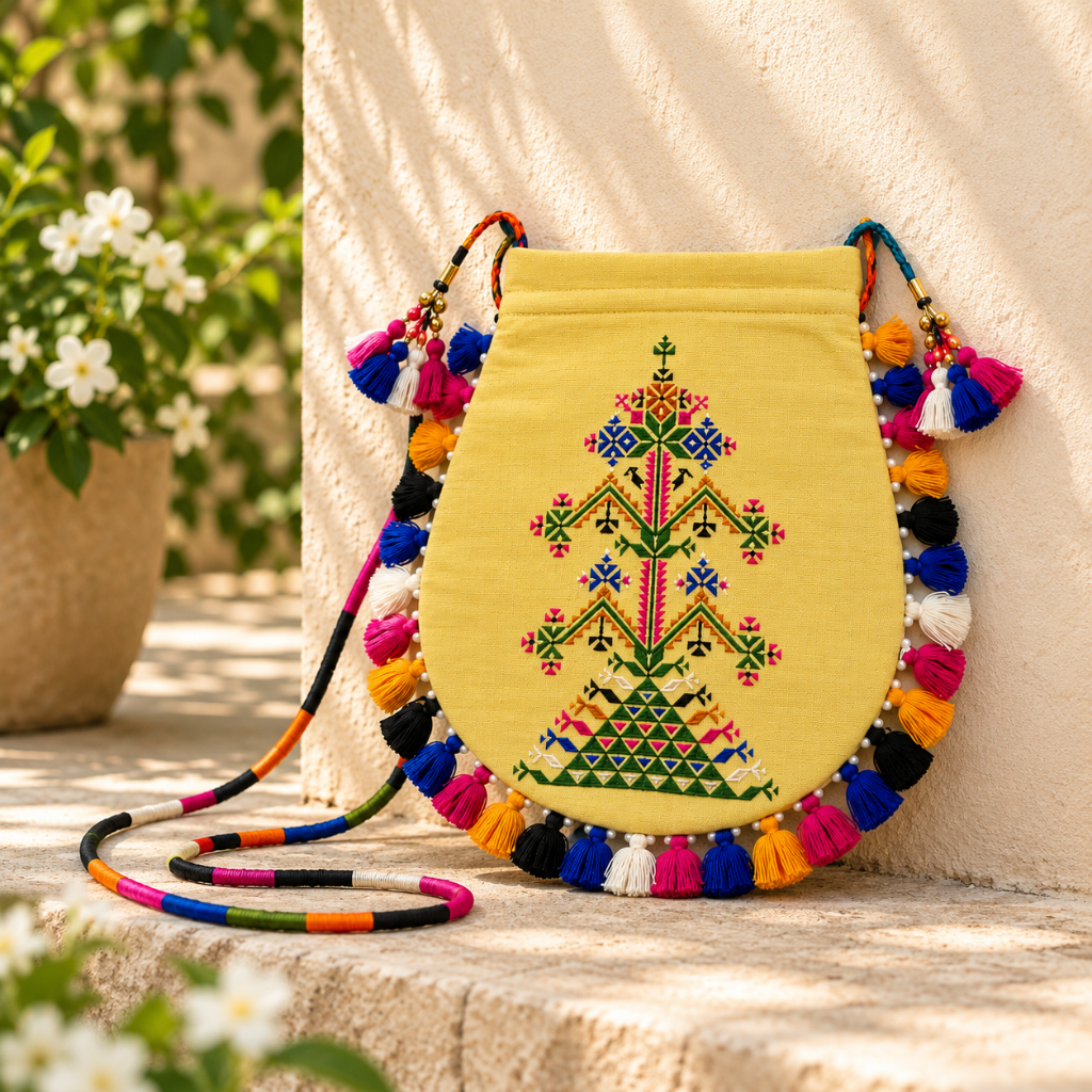 Detailed Embroidered Potli Bag for Women
