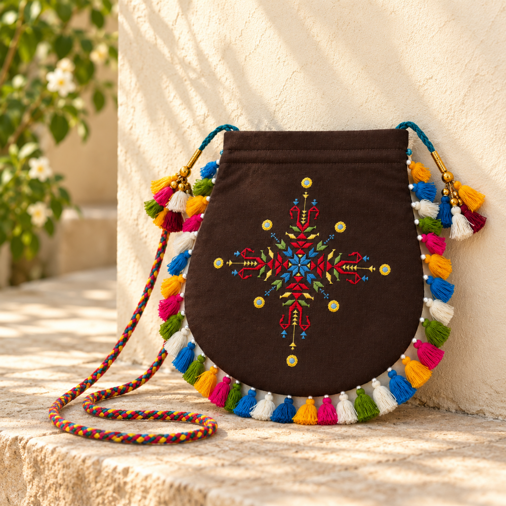Detailed Embroidered Potli Bag for Women
