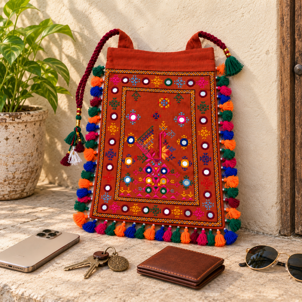 Chic Thread-Worked Medium Embroidered Sling Bag for Women
