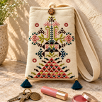 Thread-Worked Small Embroidered Mobile Cover Bag