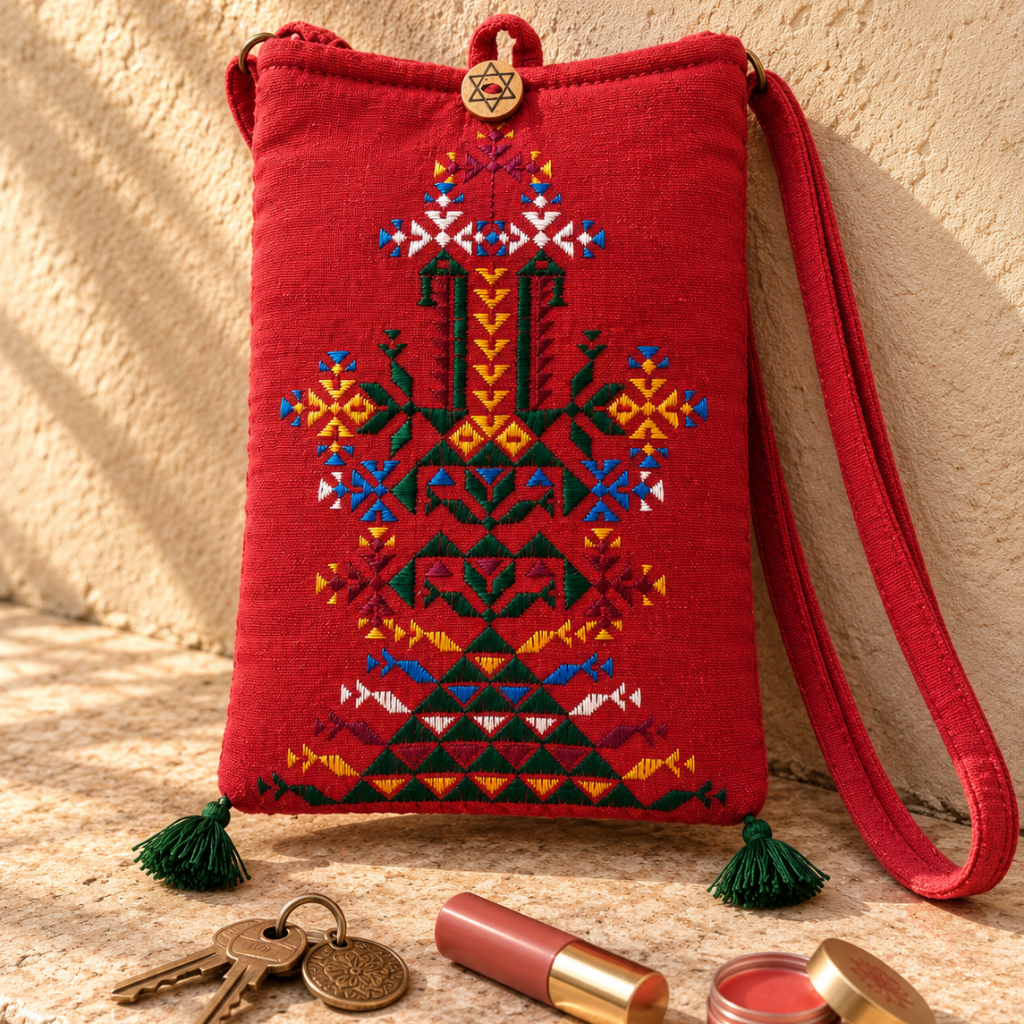 Thread-Worked Small Embroidered Mobile Cover Bag